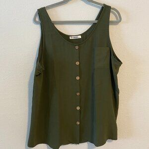 Diosun Army Green Button Down Crop Tank